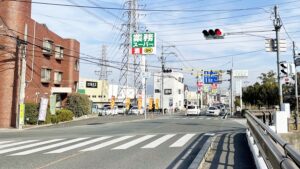 国道165号線「築山交差点・磐築橋交差点」中和幹線・自動車送迎・交通アクセス・車で5分（橿原市・広陵町方面）2024-212