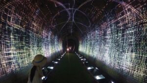 夏季校外学習「亀の瀬地すべり歴史資料室・インフラツーリズム」旧大阪鉄道亀瀬隧道・プロジェクションマッピング2024-328