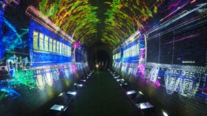 夏季校外学習「亀の瀬地すべり歴史資料室・インフラツーリズム」旧大阪鉄道亀瀬隧道・プロジェクションマッピング2024-341