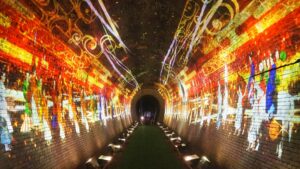夏季校外学習「亀の瀬地すべり歴史資料室・インフラツーリズム」旧大阪鉄道亀瀬隧道・プロジェクションマッピング2024-360