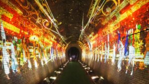 夏季校外学習「亀の瀬地すべり歴史資料室・インフラツーリズム」旧大阪鉄道亀瀬隧道・プロジェクションマッピング2024-361