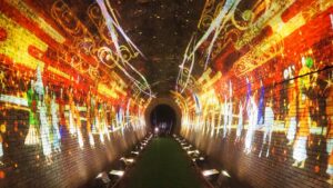 夏季校外学習「亀の瀬地すべり歴史資料室・インフラツーリズム」旧大阪鉄道亀瀬隧道・プロジェクションマッピング2024-363