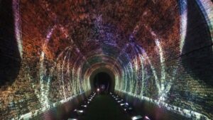 夏季校外学習「亀の瀬地すべり歴史資料室・インフラツーリズム」旧大阪鉄道亀瀬隧道・プロジェクションマッピング2024-381